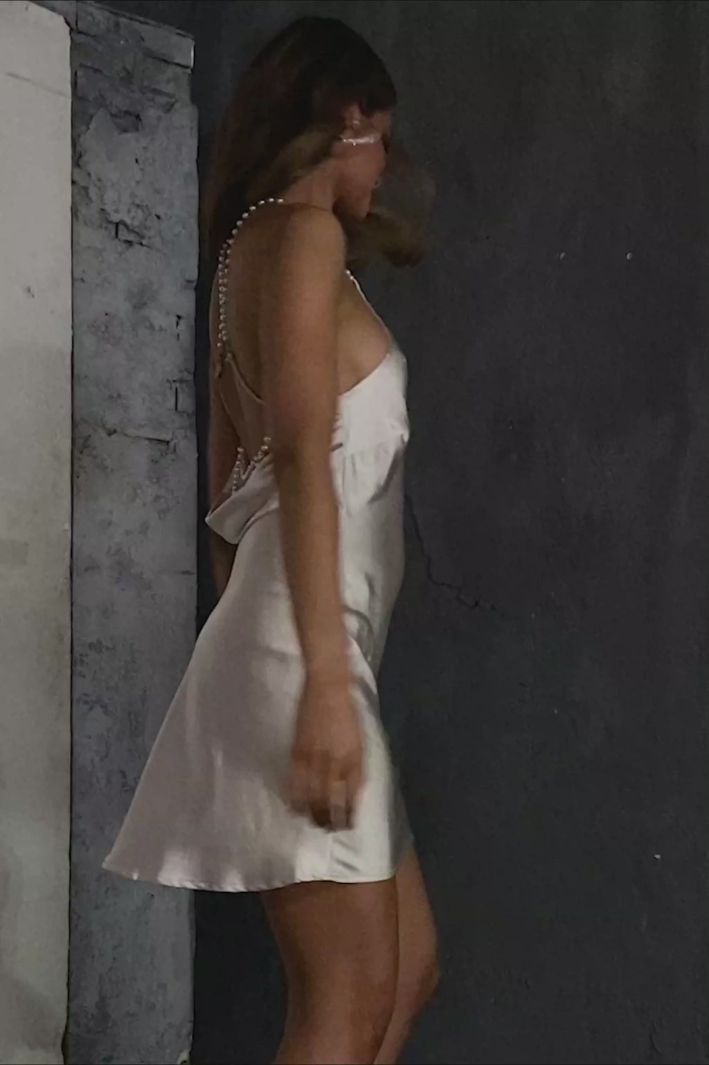 Danijela Pearl Back Slip Dress Champagne