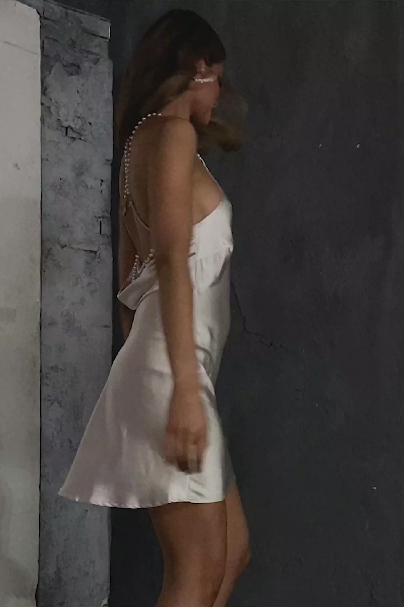 Danijela Pearl Back Slip Dress Champagne