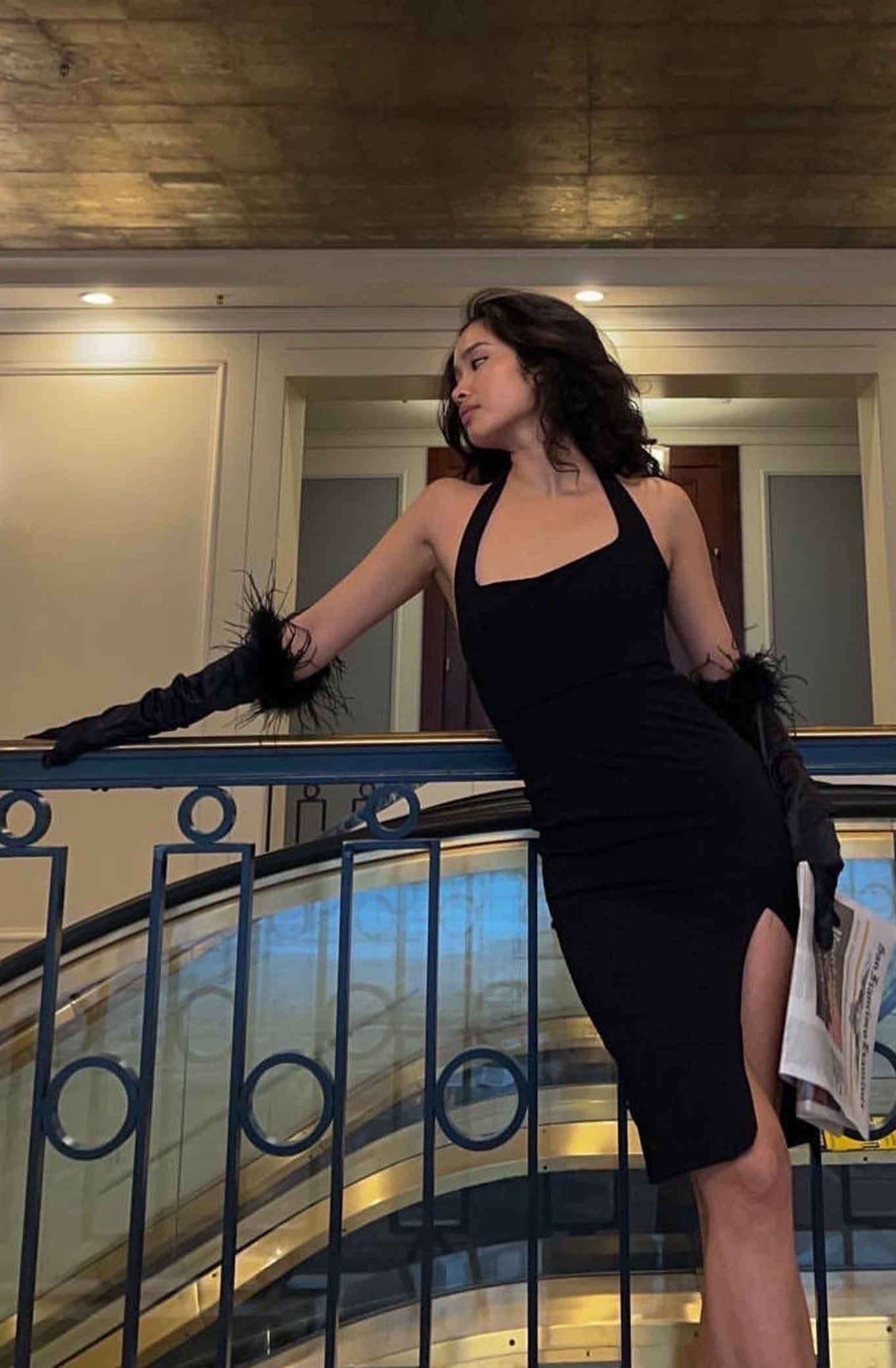 Remember This Halterneck Knee Length Dress Black by Selfie Leslie