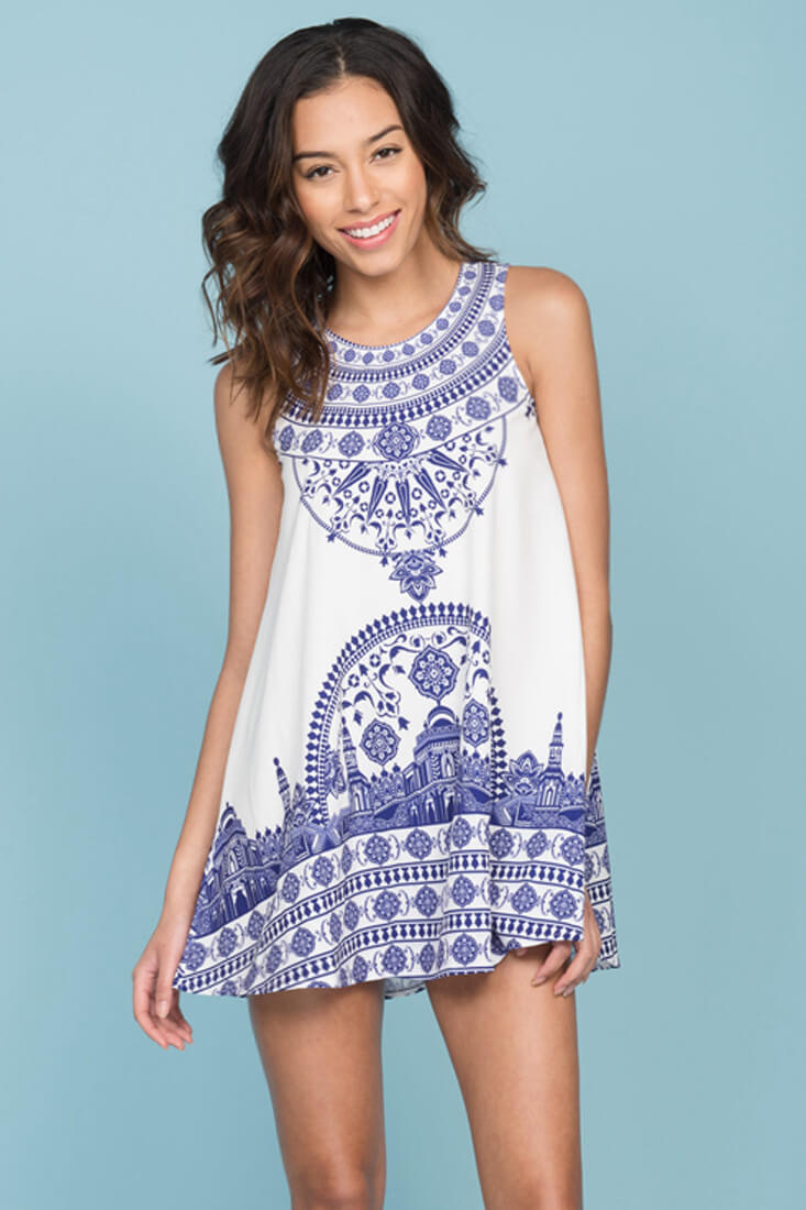 Colleen Loose and Flowey Dress White by Selfie Leslie
