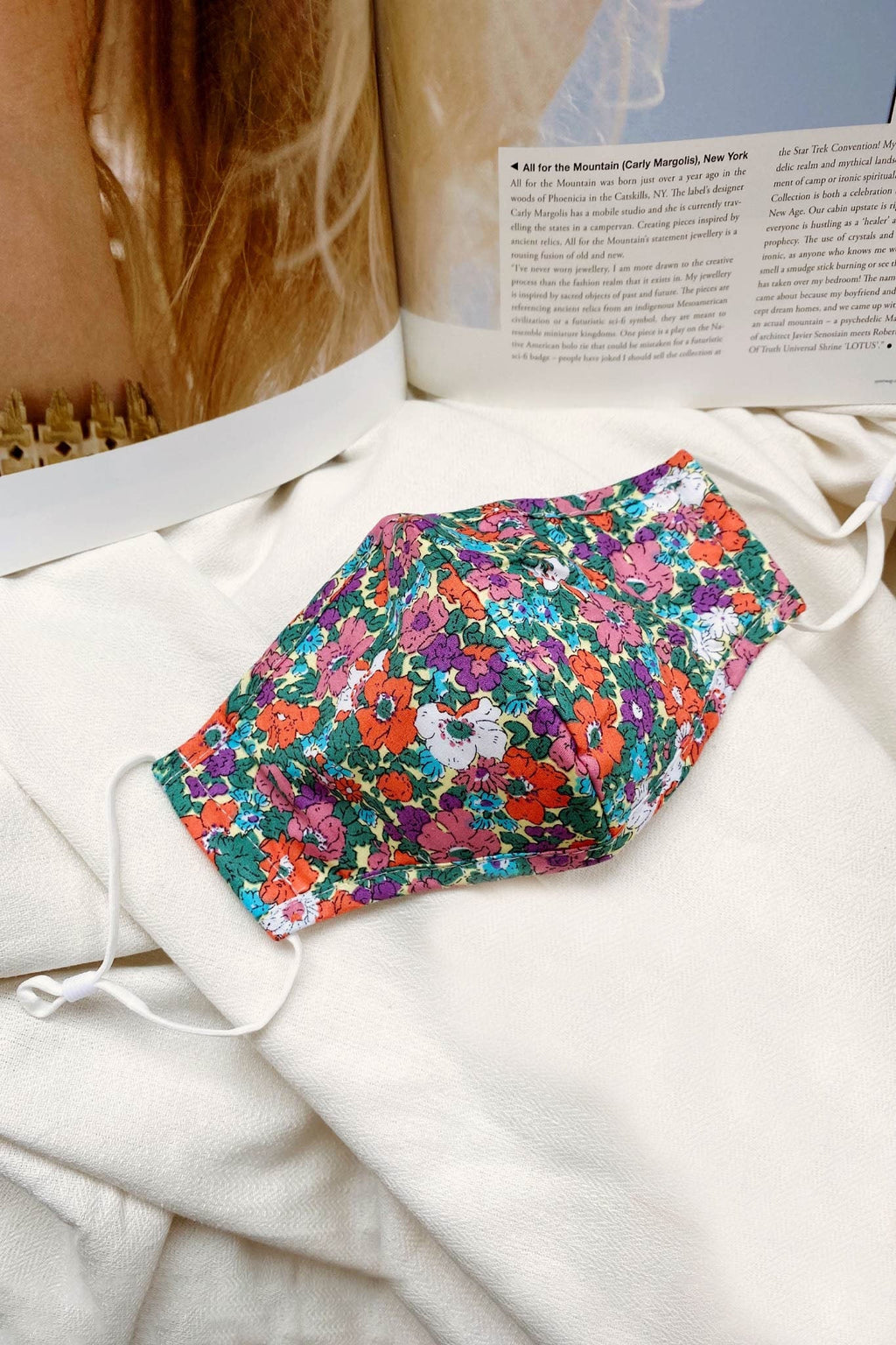 Wildflower Mask Floral Print Orange by Selfie Leslie