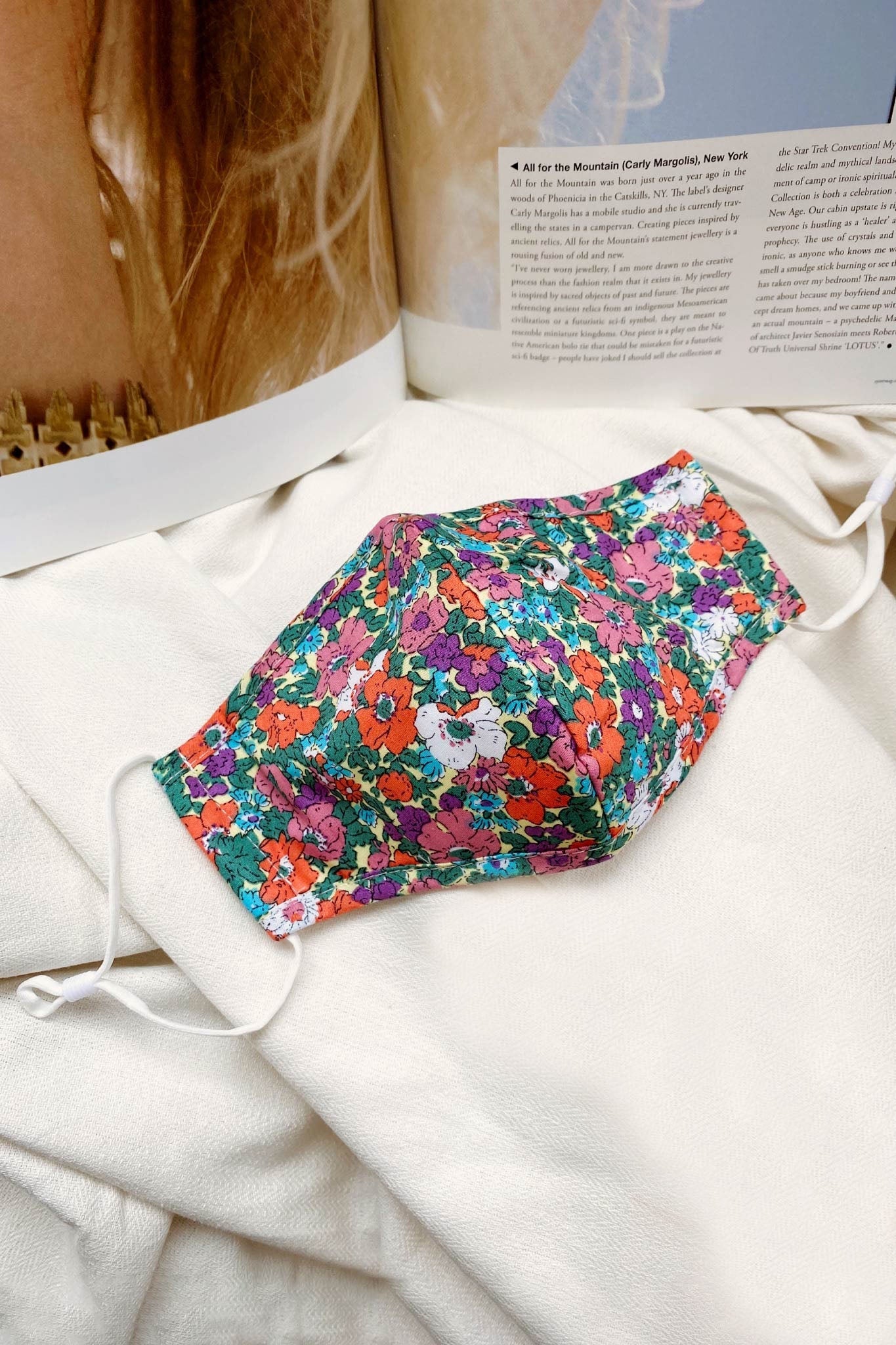 Wildflower Mask Floral Print Orange by Selfie Leslie