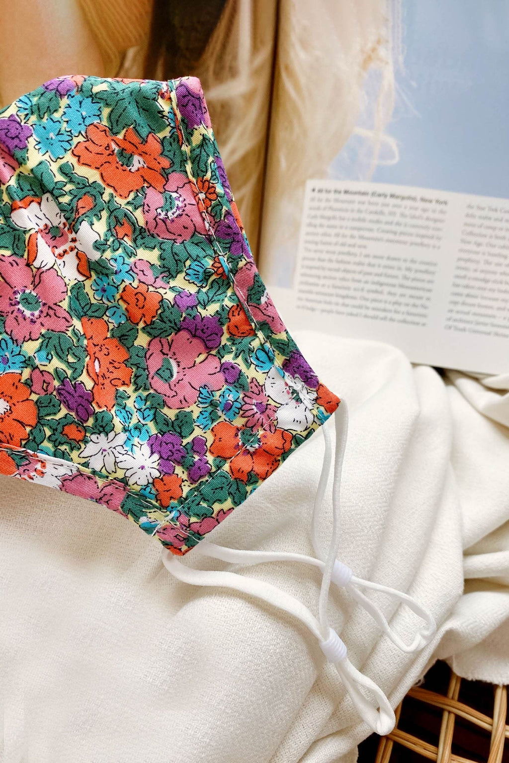 Wildflower Mask Floral Print Orange by Selfie Leslie