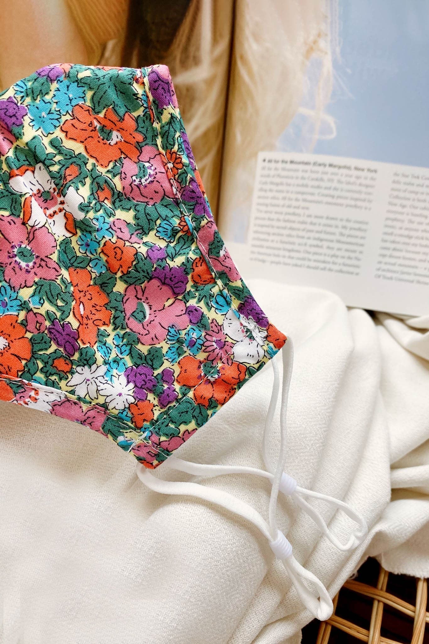 Wildflower Mask Floral Print Orange by Selfie Leslie