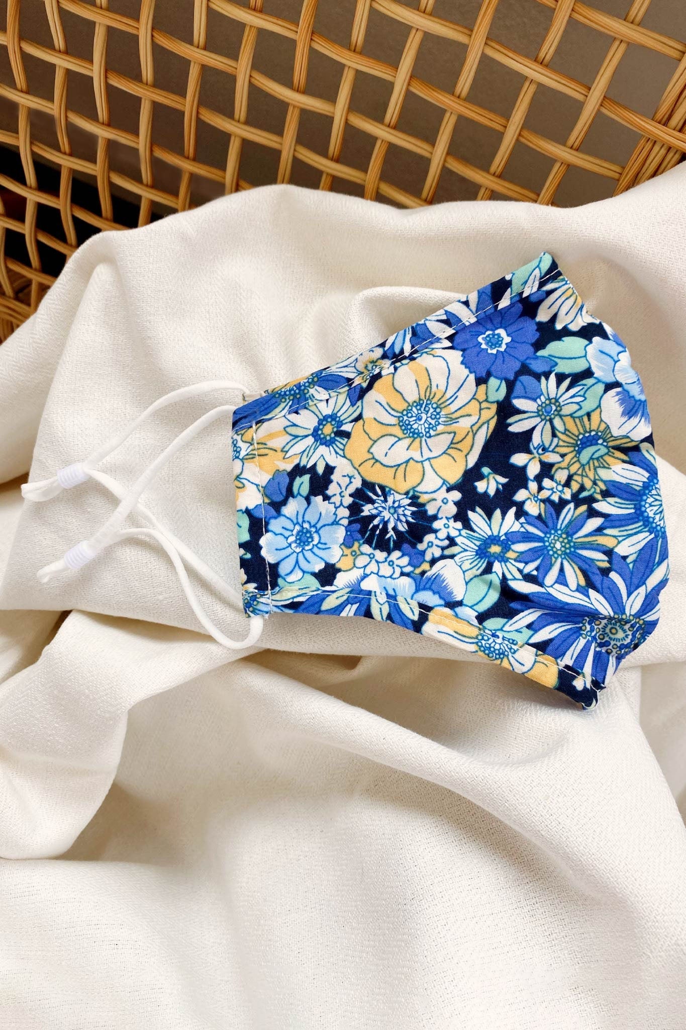 California Mask Floral Print Blue by Selfie Leslie
