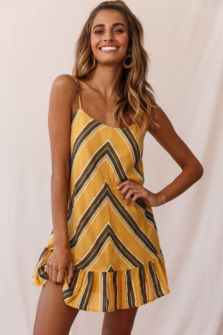 Beni Cami Strap Shift Dress Mustard by Selfie Leslie