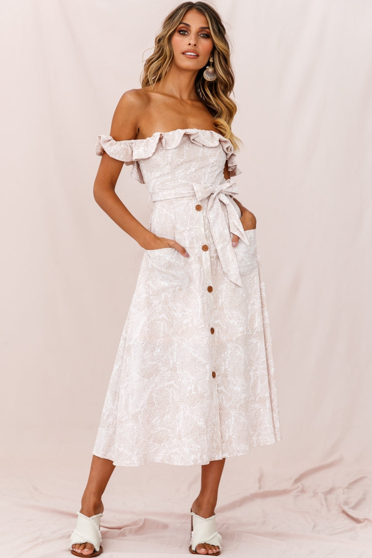 Matisse Off-Shoulder Placket Dress Blush Pattern by Selfie Leslie