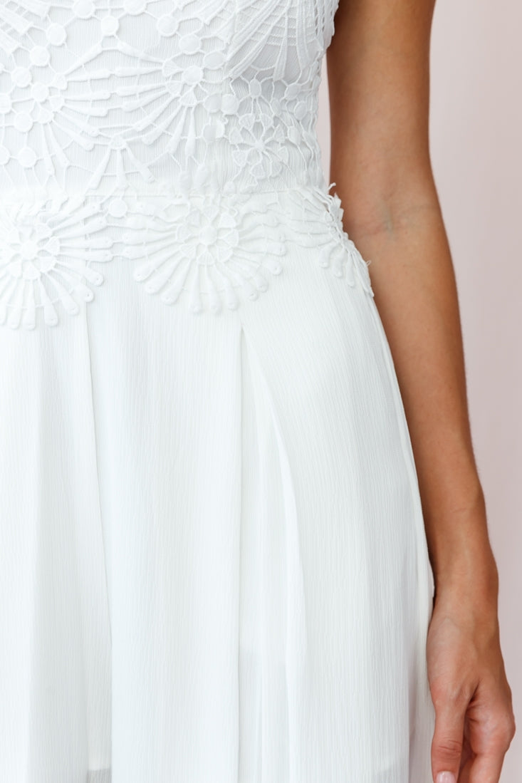 Ada Appliqué Embroidery Bust Wide Leg Jumpsuit White by Selfie Leslie