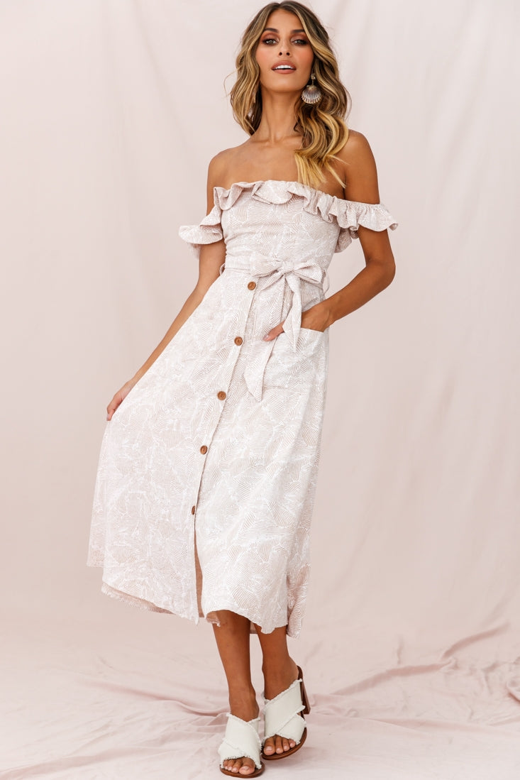 Matisse Off-Shoulder Placket Dress Blush Pattern by Selfie Leslie