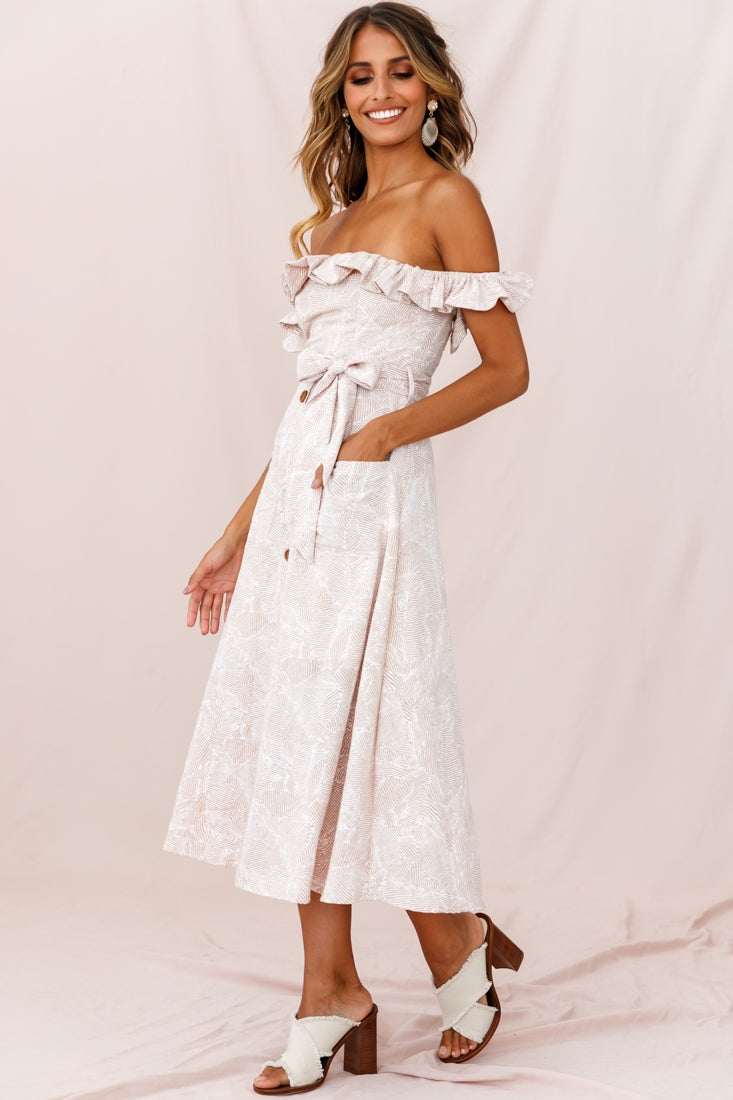 Matisse Off-Shoulder Placket Dress Blush Pattern by Selfie Leslie