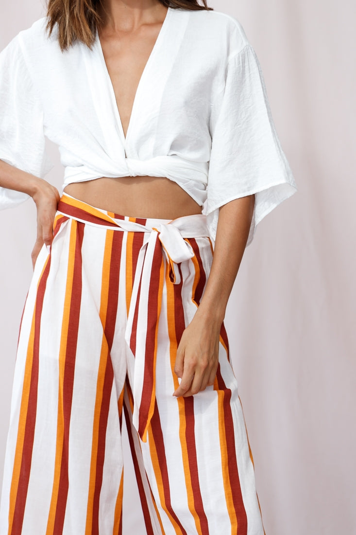 Aruba Wide Leg Side Split Pants Mustard/Brick by Selfie Leslie