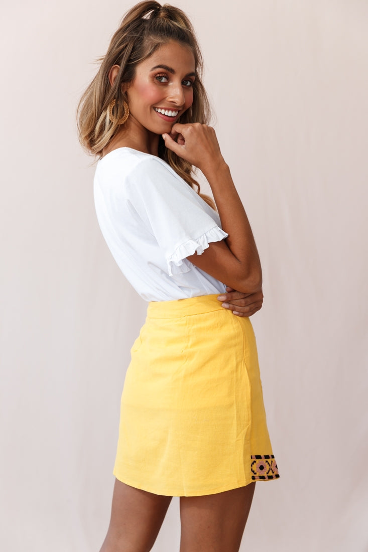 Victoire Tribal Print Skirt Yellow Mustard by Selfie Leslie