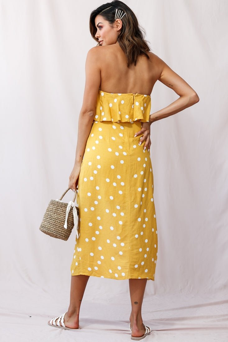 Hamilton Bandeau Midi Wrap Dress Mustard by Selfie Leslie