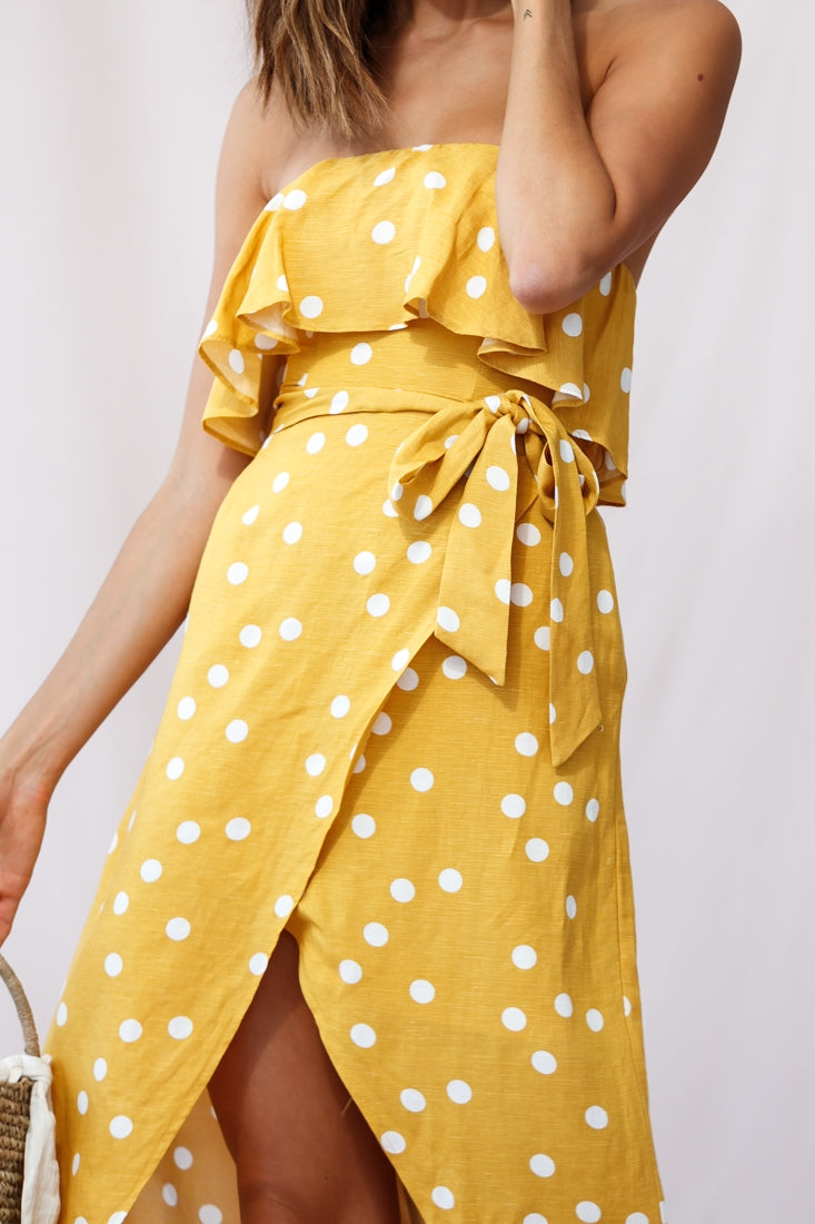Hamilton Bandeau Midi Wrap Dress Mustard by Selfie Leslie