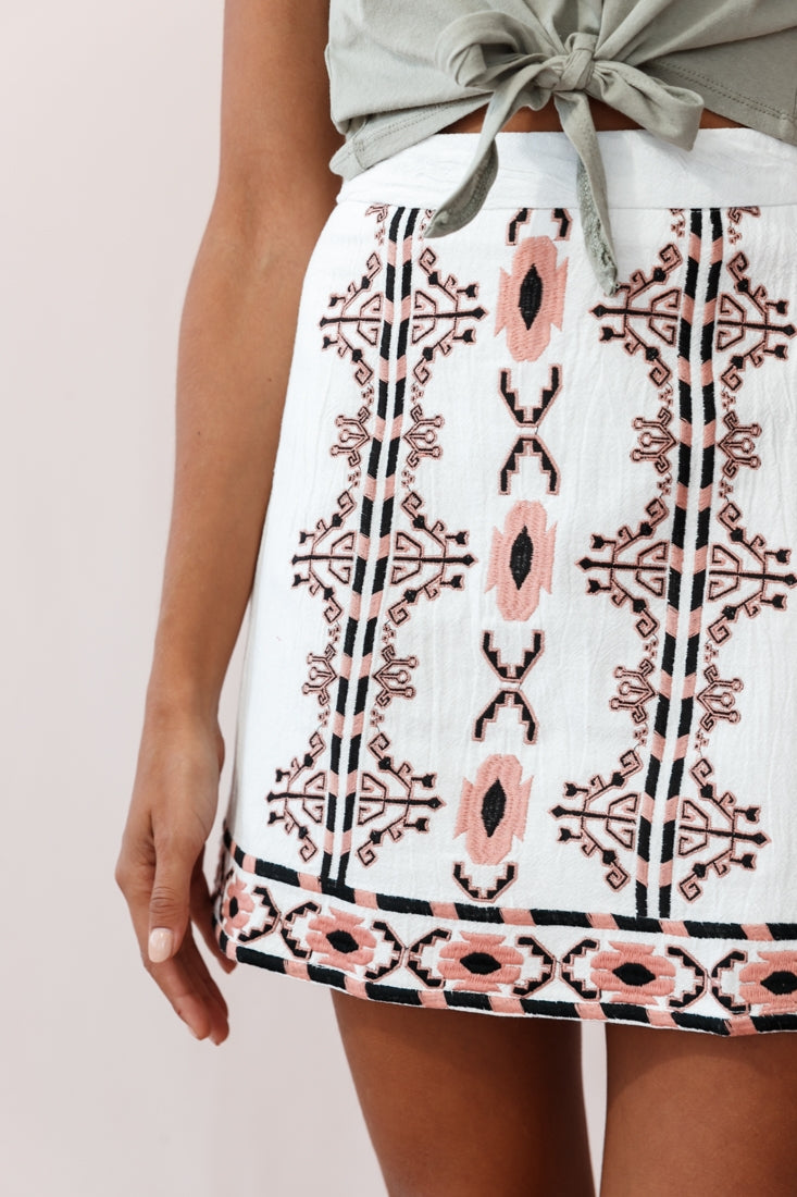 Victoire Tribal Print Skirt White by Selfie Leslie