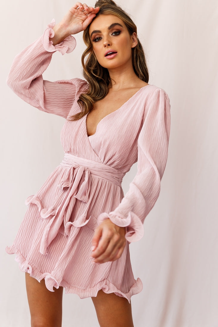 Greta Tiered Ruffle Chiffon Dress Blush by Selfie Leslie