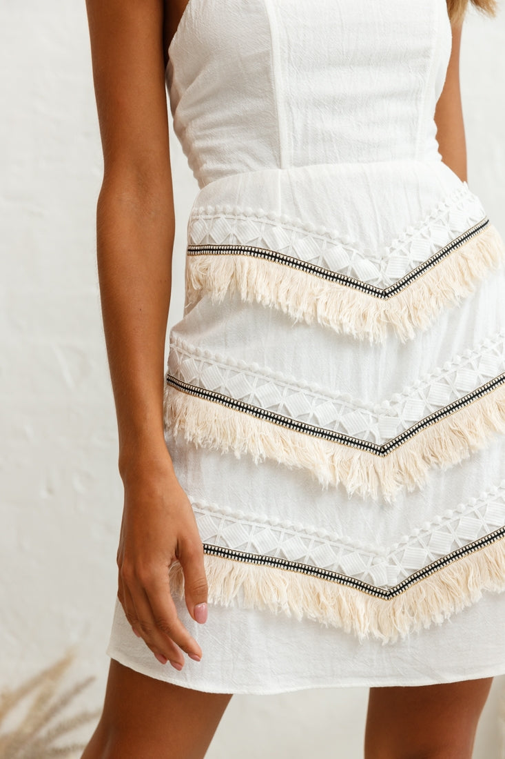 Baja Embellished Strapless Dress White by Selfie Leslie