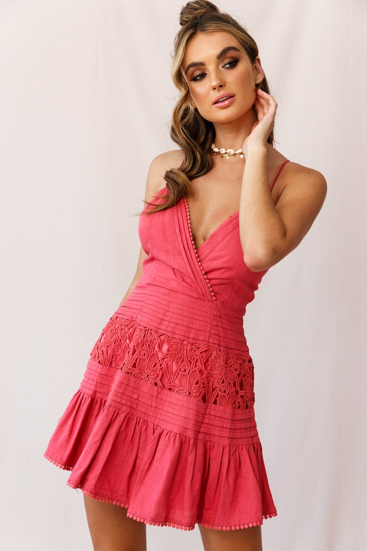 Bianca Fluted Hem Tie-Back Dress Rose by Selfie Leslie