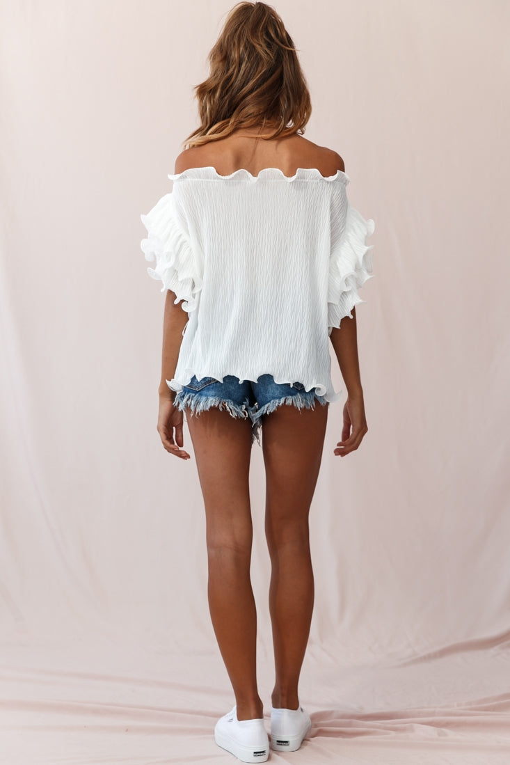 Miranda Ruffle Sleeve Top White by Selfie Leslie