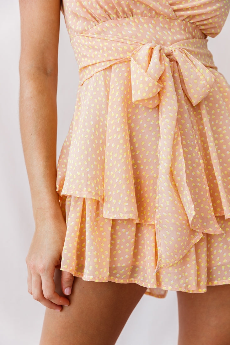 Maddox Fit & Flare Cami Strap Romper Pink by Selfie Leslie