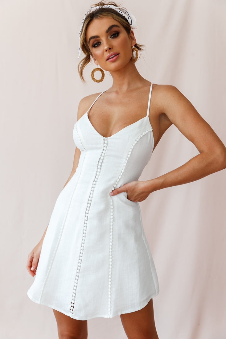 Petunia Tie-Up Back Mini Dress White by Selfie Leslie