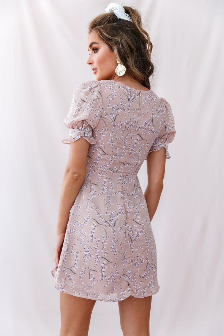 Leah Button Detail Tea Dress Blush by Selfie Leslie