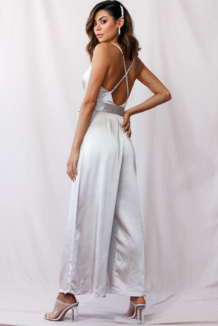 Mali Wide Leg Belted Jumpsuit Champagne by Selfie Leslie