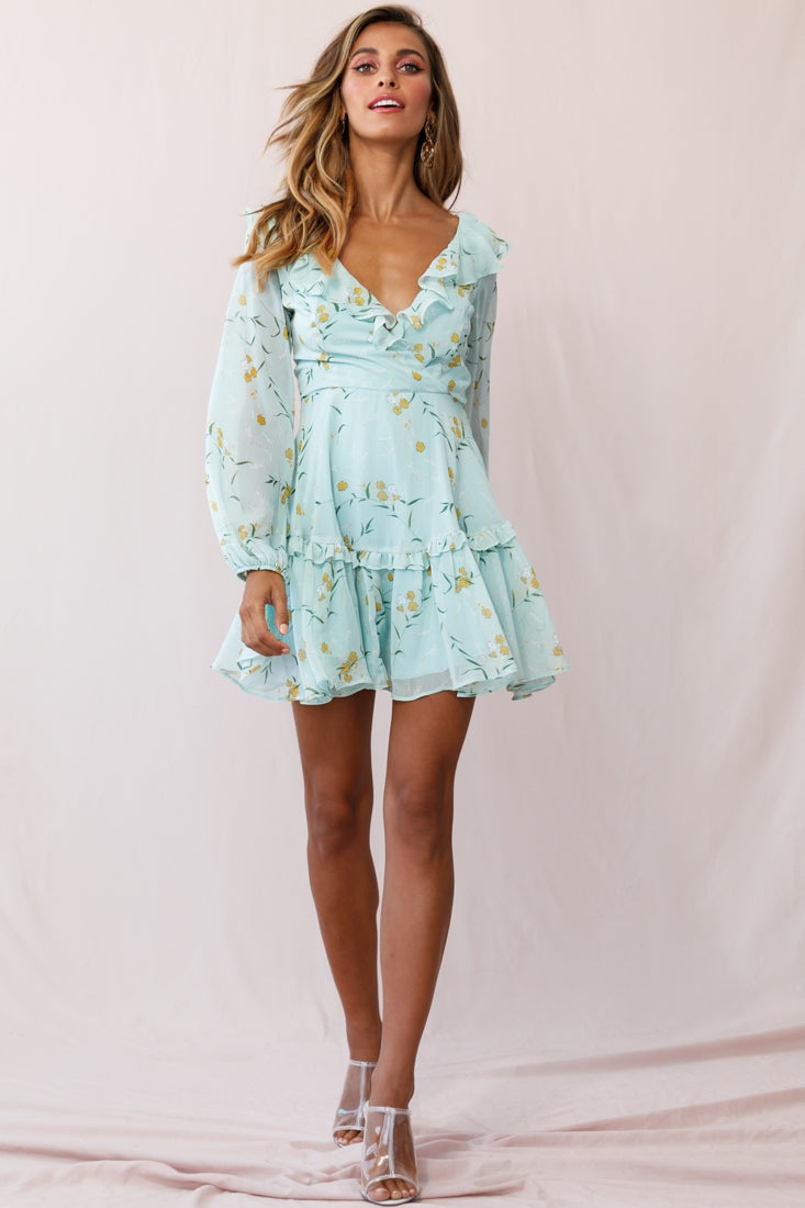 Brentwood Lace Up Babydoll Dress Green by Selfie Leslie