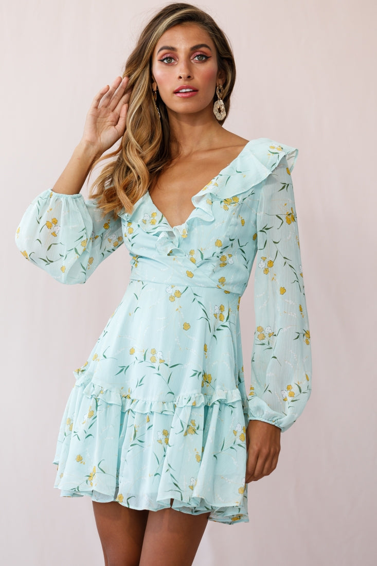 Brentwood Lace Up Babydoll Dress Green by Selfie Leslie
