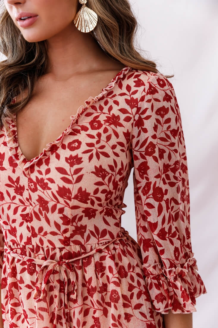 Maryanne Lace-Up Back Tea Dress Red by Selfie Leslie