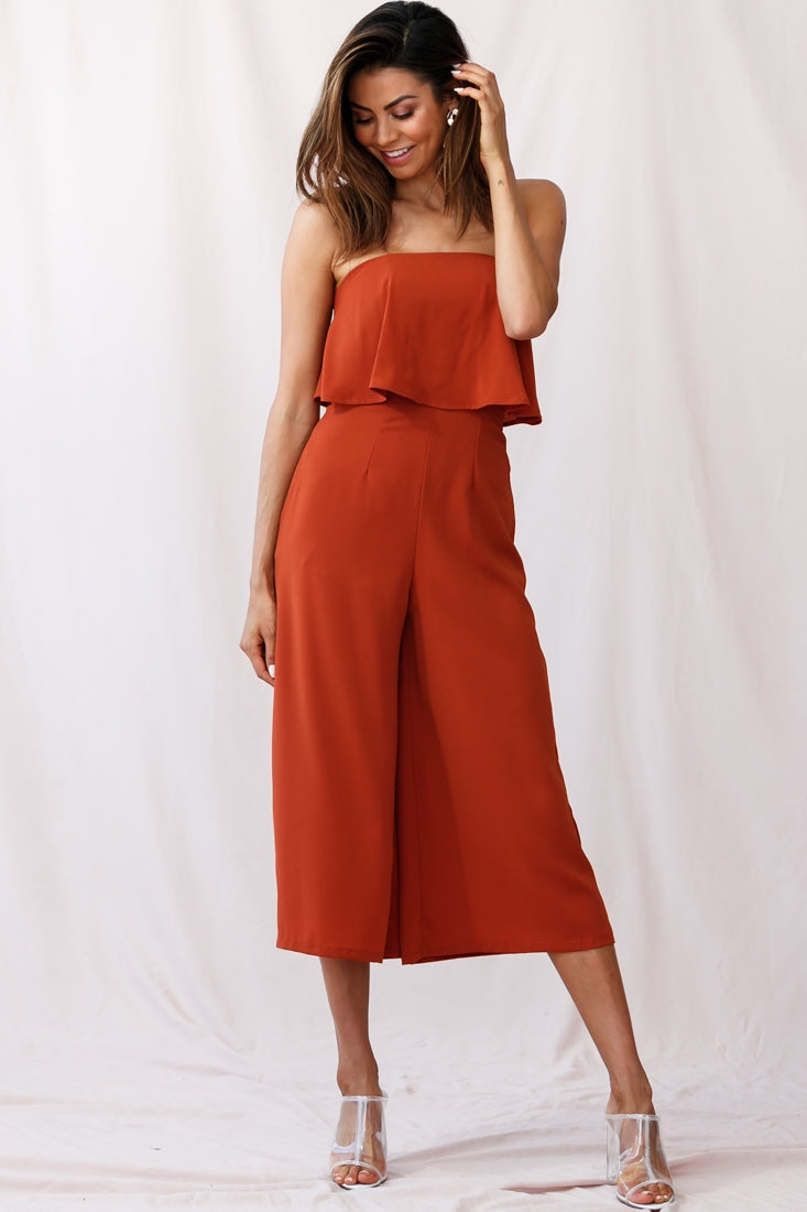 Monserrat Frill Bust Jumpsuit Umber by Selfie Leslie