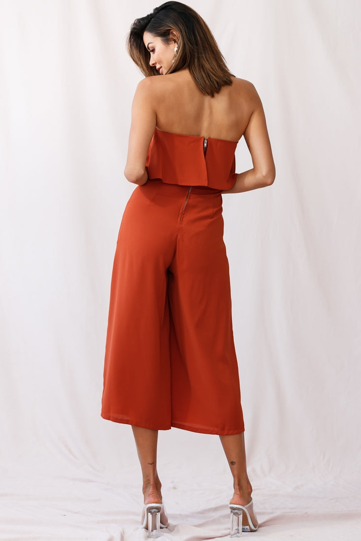 Monserrat Frill Bust Jumpsuit Umber by Selfie Leslie