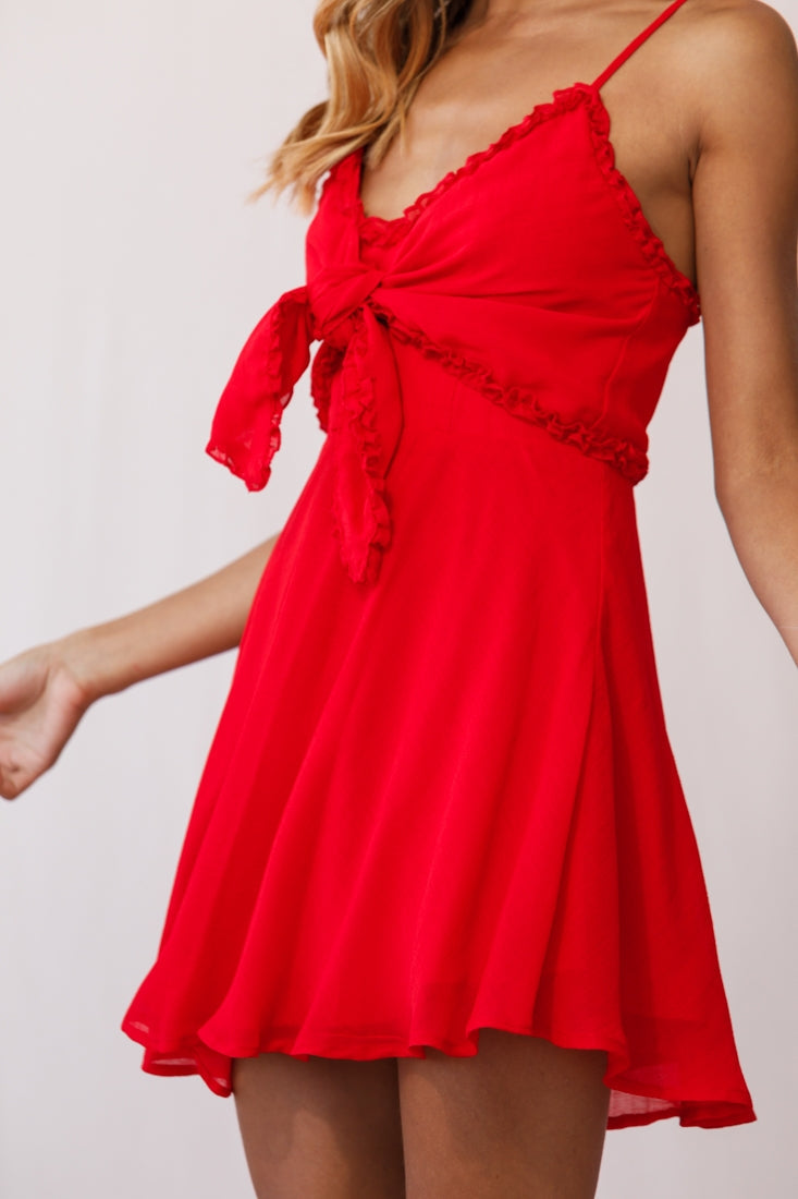 Zeta Bust Tie A-Line Dress Red by Selfie Leslie