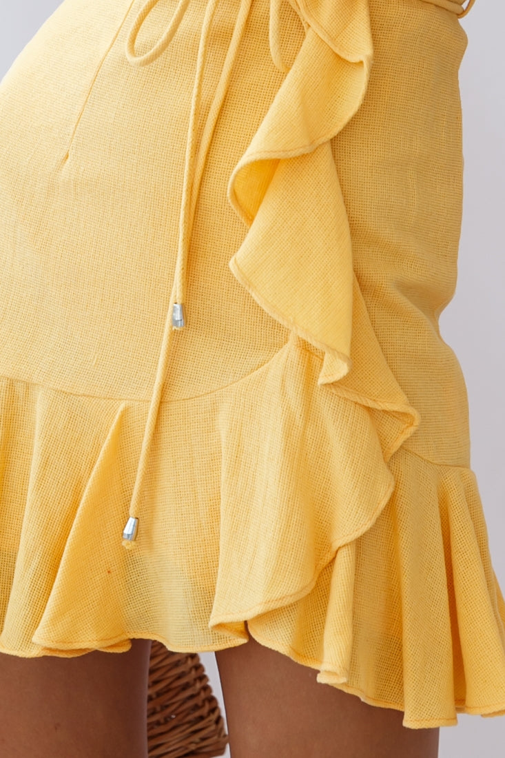 Hart Flowy Chiffon Mini Dress Yellow by Selfie Leslie