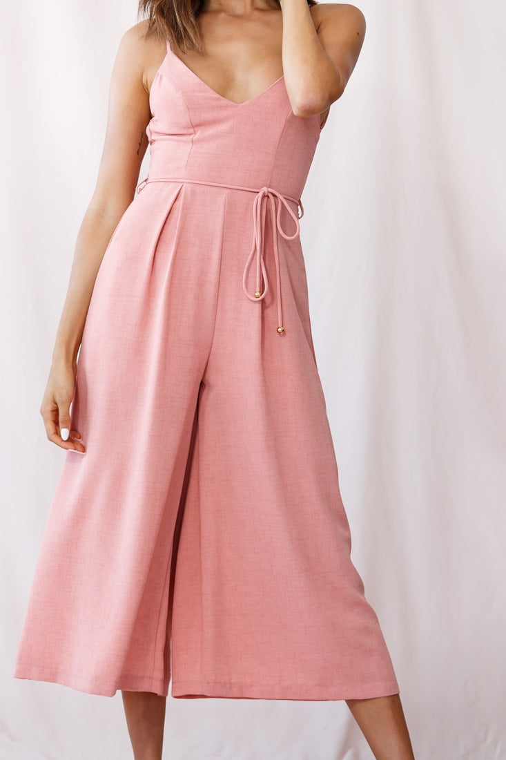 Brighton Low Back Wide Leg Jumpsuit Rose by Selfie Leslie