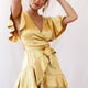 Cami Angel Sleeve Faux Wrap Dress Mustard