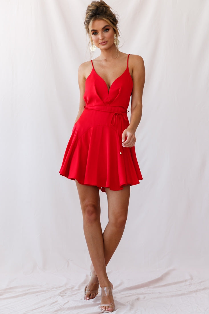 Valley Ruffle Tie-Up Back Dress Red by Selfie Leslie