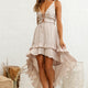 Virgo High-Low Hem Lace-Up Dress Beige