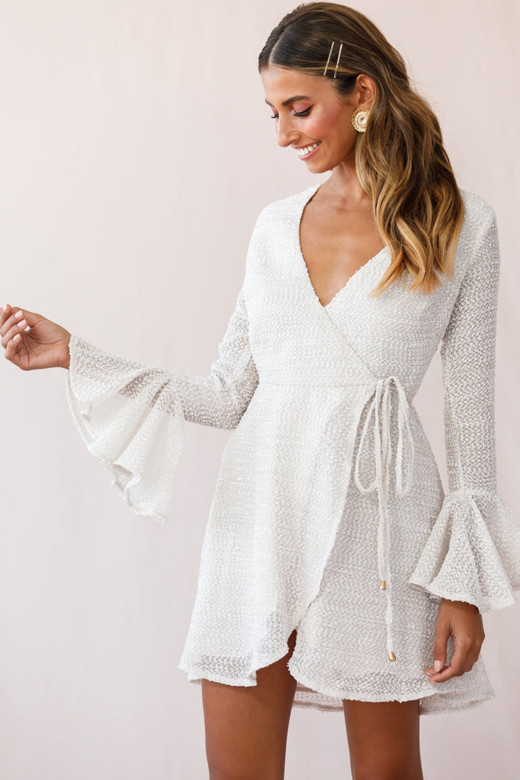 Viola Long Sleeve Wrap Dress Beige by Selfie Leslie