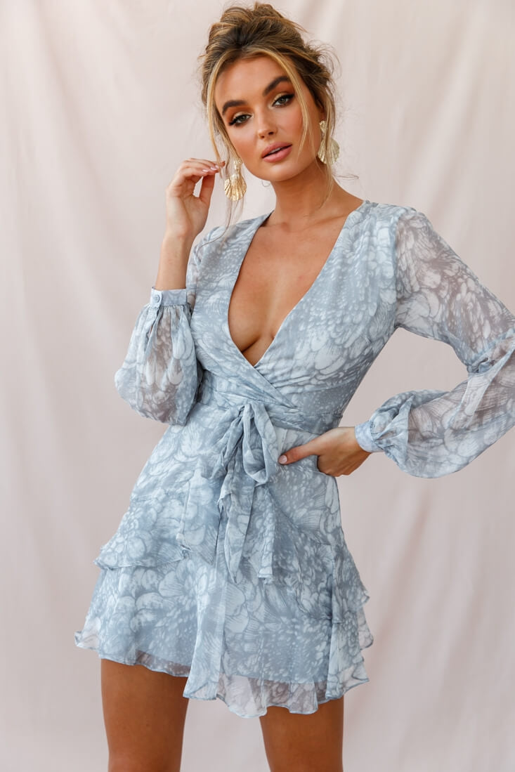 Kerry Layered Balloon Sleeve Dress Grey by Selfie Leslie