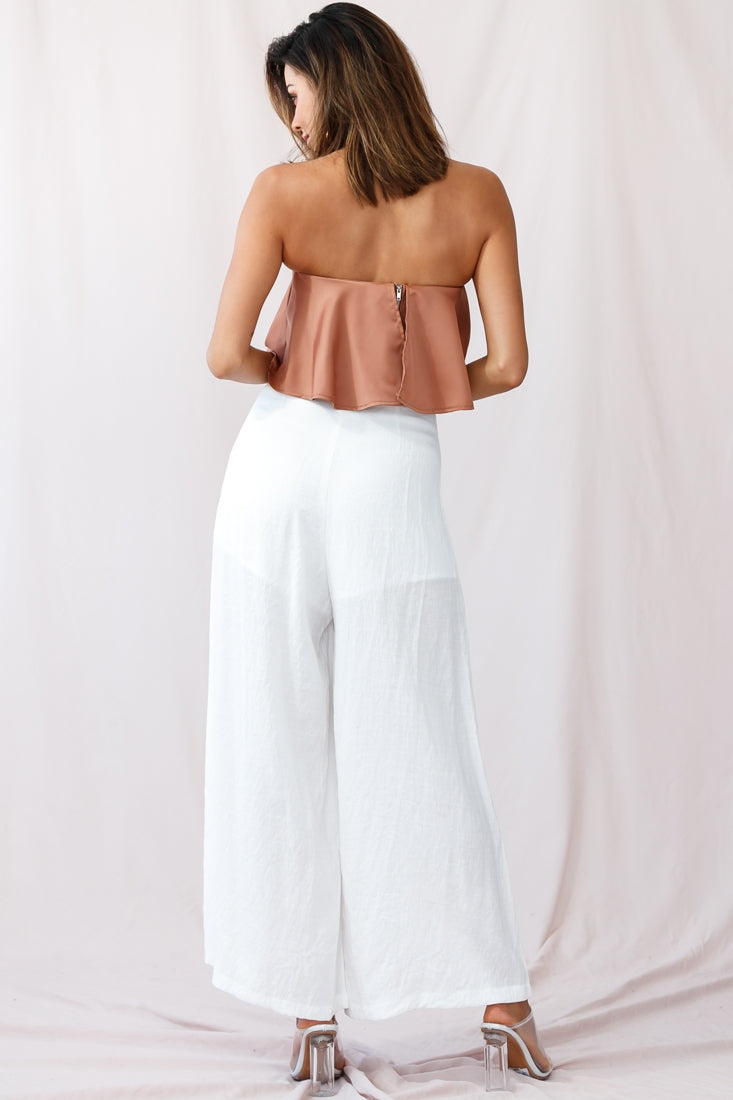 Saigon Wide Leg Eyelet Pants White by Selfie Leslie