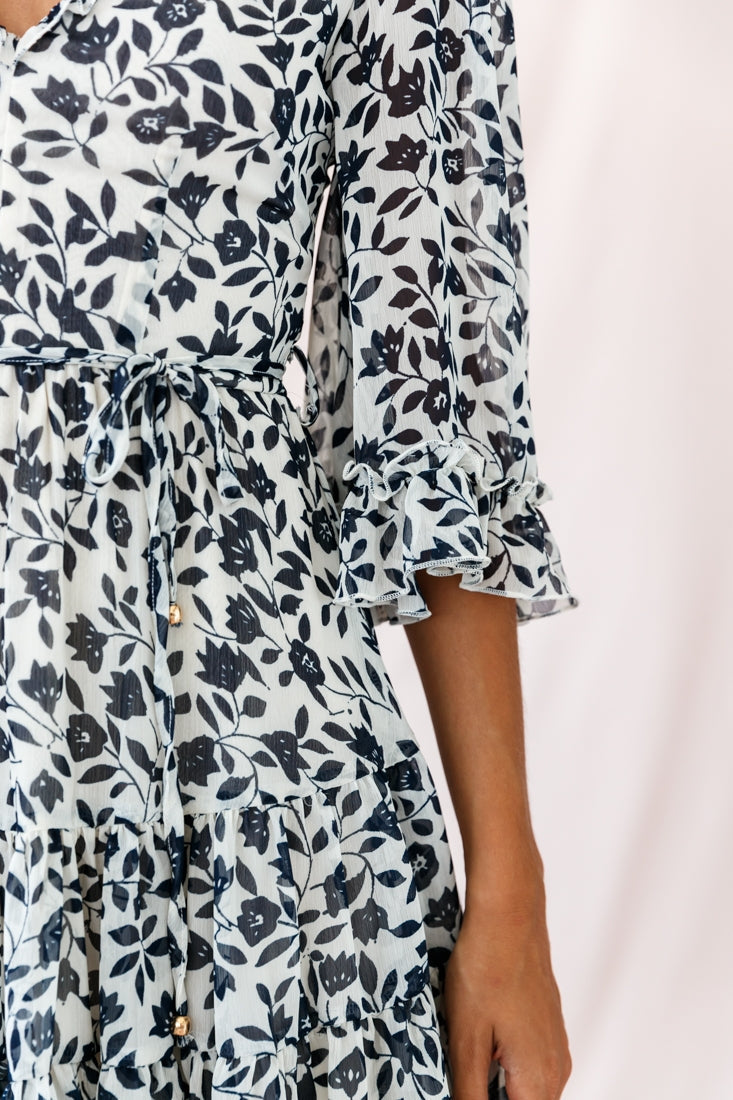 Maryanne Lace-Up Back Tea Dress Navy by Selfie Leslie