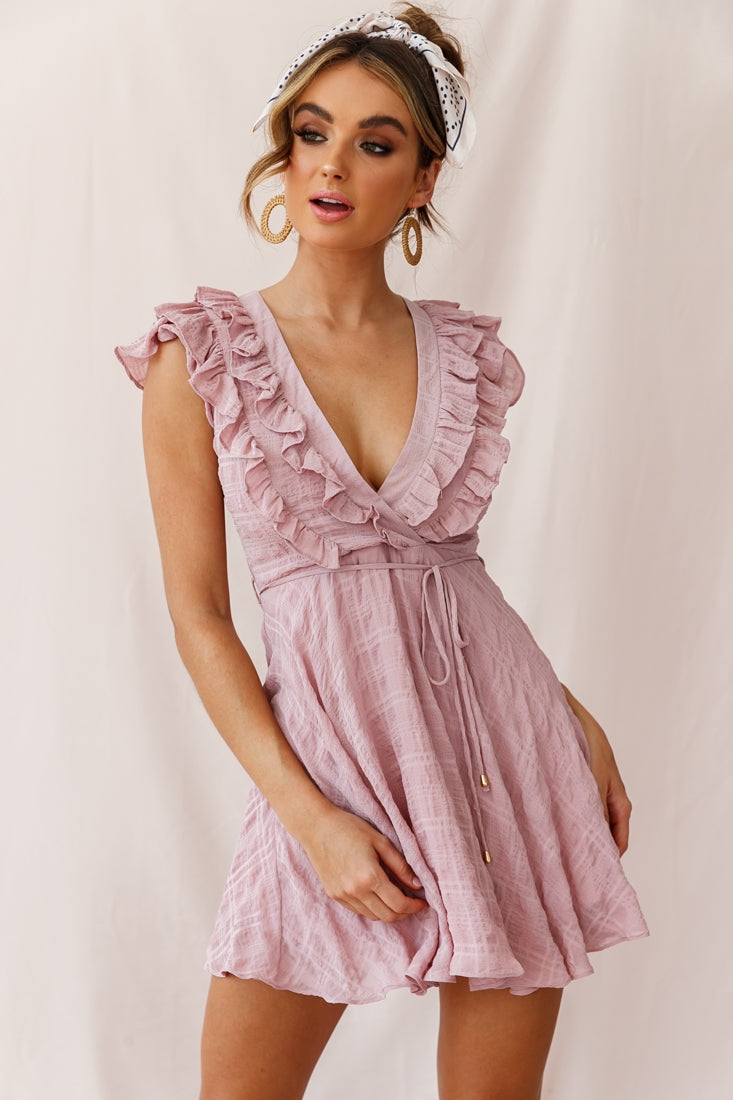 Asher Layered Frill Neckline Mini Dress Blush by Selfie Leslie