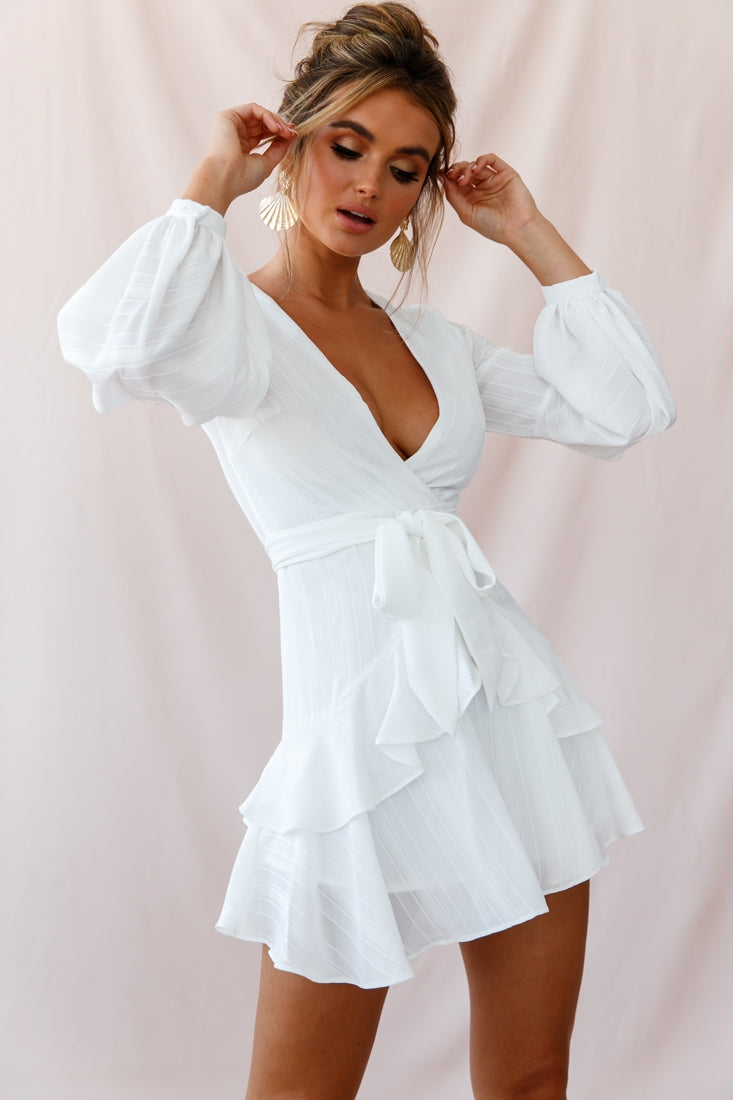 Kerry Layered Balloon Sleeve Dress White by Selfie Leslie
