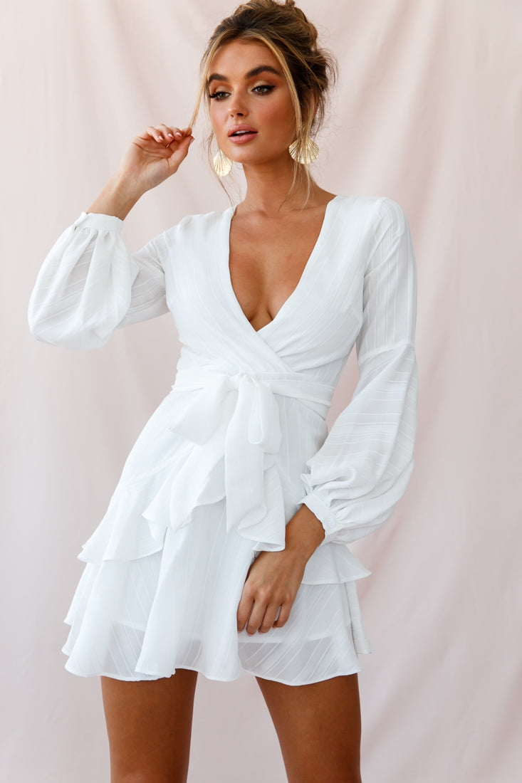 Kerry Layered Balloon Sleeve Dress White by Selfie Leslie