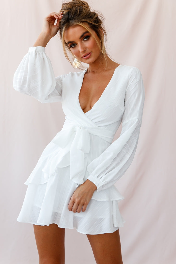 Kerry Layered Balloon Sleeve Dress White by Selfie Leslie