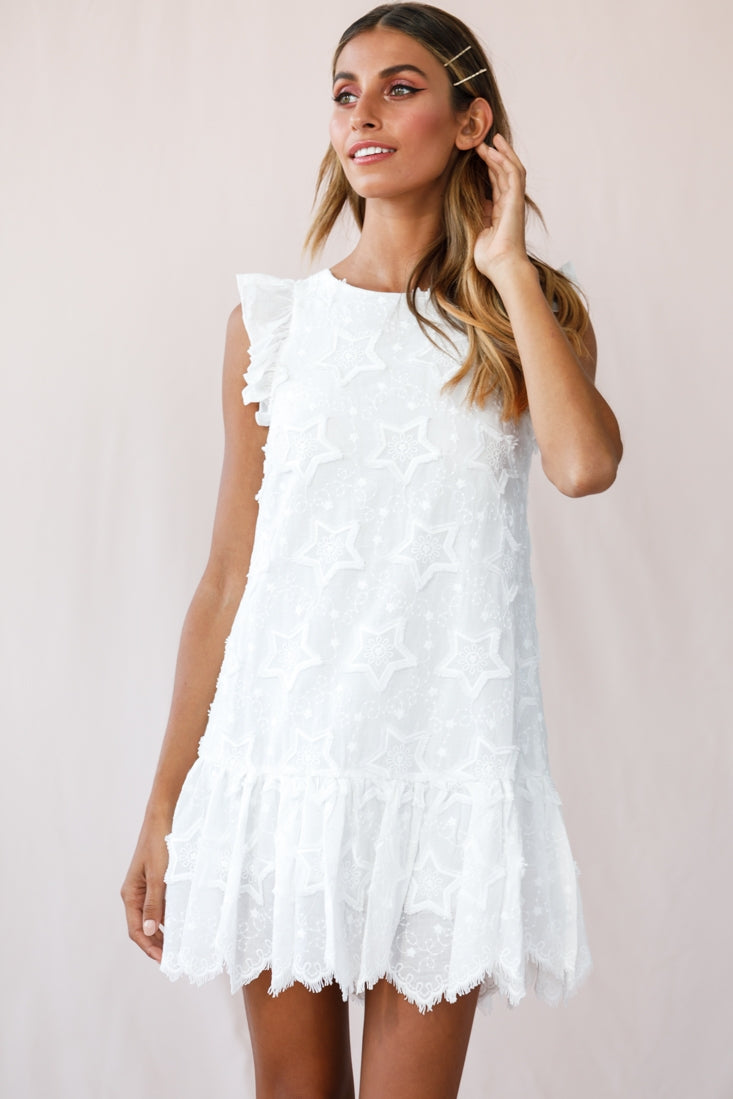 Starla Dropped Waist Shift Dress White by Selfie Leslie