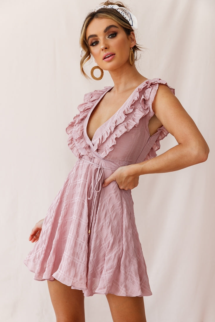 Asher Layered Frill Neckline Mini Dress Blush by Selfie Leslie