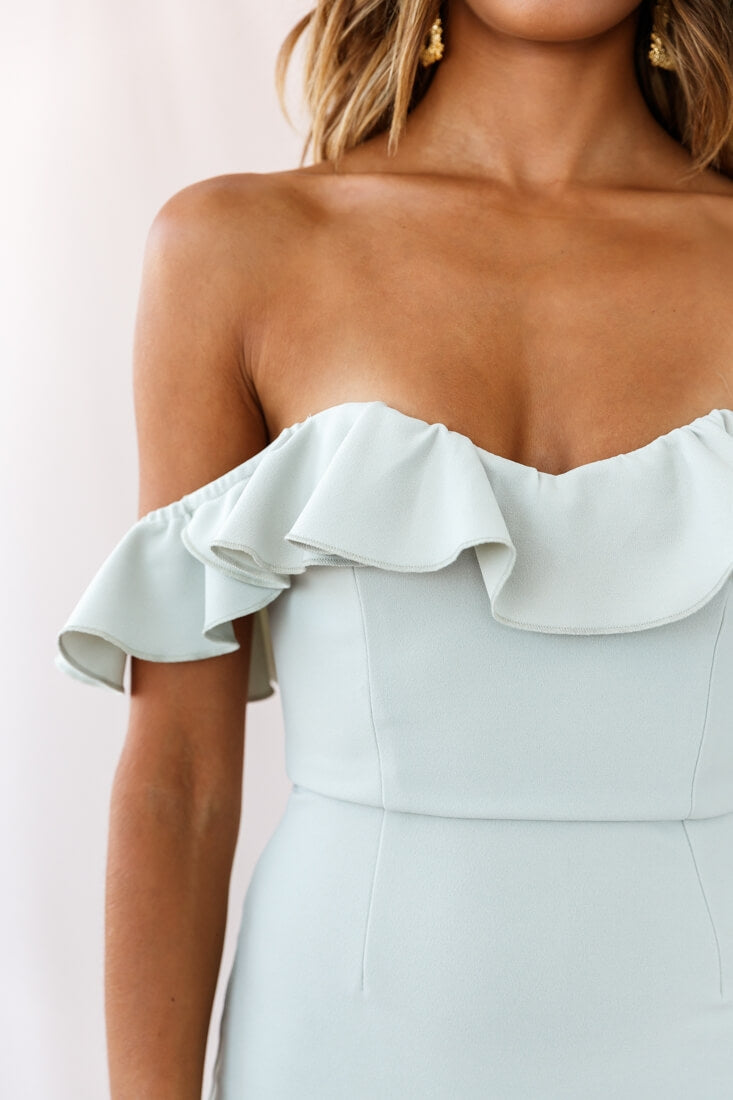 Cloud 9 Bardot Neckline Corset Back Dress Sage by Selfie Leslie