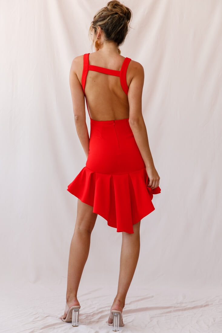 Heartbreaker Open Back Pleated Hem Dress Red by Selfie Leslie